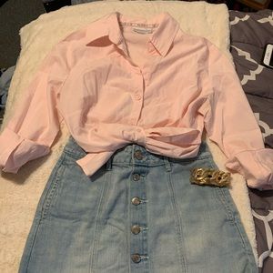 Pink button down blouse